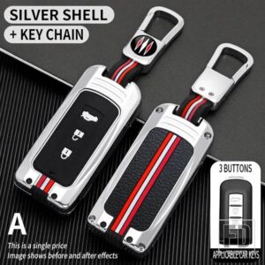 三菱 ランサーアウトランダー ASX エクリプスクロスパジェロ将軍キーカバー FOB ケースシェル KEYCHIAN アクセサリー - 3BT- silver-ring