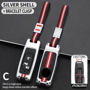 ホンダ 2ボタン PCX160 ビジョン SH350 160 PCX 125 スイッチ 150 ADV レンチ 350 金属オートバイ キーカバー FOB ケースシェル - (2-1)-silver-chain