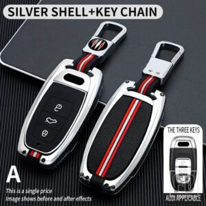 アウディ A1 A3 8V A4 B8 B9 A5 A6 C7 A7 A8 Q3 Q5 Q7 S4 S6 S7 S8 R8 TT SQ5 RS 金属キーカバー FOB ケースシェルアクセサリー - A-Silver-ring