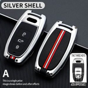 アウディ A1 A3 8V A4 B8 B9 A5 A6 C7 A7 A8 Q3 Q5 Q7 S4 S6 S7 S8 R8 TT SQ5 RS 金属キーカバー FOB ケースシェルアクセサリー - A-Silver-shell