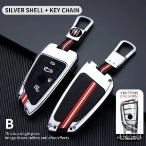 BMW X5 F15 X6 X5M X6M F16 7シリーズ G11 X1 F48 F39 G20 G30 G01 G02 G05 G11 G32 3 4ボタン 金属キーカバー FOB ケースシェル - 3-1BT-silver-ring
