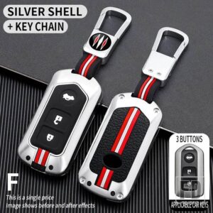 トヨタ カムリハイランダーカローラプラド RAV VIOS YARIS 小型スマートキーホルダー金属キーカバー FOB ケースシェル - 3 bt -silver-ring
