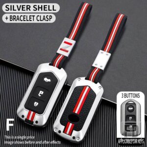 トヨタ カムリハイランダーカローラプラド RAV VIOS YARIS 小型スマートキーホルダー金属キーカバー FOB ケースシェル - 3 bt -silver-chain