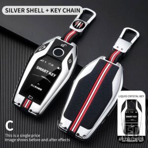 BMW 1 3 5/7シリーズ X1 X3 X5 X6 X7 F30 G20 F34 F31 G30 G01 F15 G05 I3 M4シリーズアクセサリー金属キーカバー FOB ケースシェル - C-silver-ring