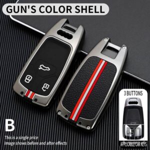 アウディ A4 A5 A4L A6 A6L S4 S5 Q3 Q5 Q7 TT 2016-20 3ボタン金属キーカバー FOB ケースシェルアクセサリー - B-gun-shell