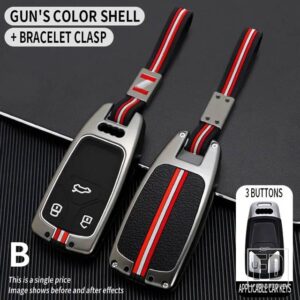 アウディ A4 A5 A4L A6 A6L S4 S5 Q3 Q5 Q7 TT 2016-20 3ボタン金属キーカバー FOB ケースシェルアクセサリー - B-gun-chian