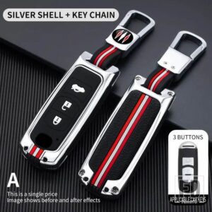 マツダ 2 3ボタンキーケースカバー KEYCHIAN 3 5 6 CX5 CX7 CX9 CX-5 CX-7 CX-9 MX-5 ミアータ RX-8 X-5 サミットアクセラアテンザ M3 M6 - 3BT- silver-ring