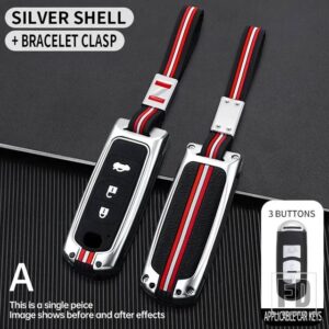 マツダ 2 3ボタンキーケースカバー KEYCHIAN 3 5 6 CX5 CX7 CX9 CX-5 CX-7 CX-9 MX-5 ミアータ RX-8 X-5 サミットアクセラアテンザ M3 M6 - 3BT- silver-chain