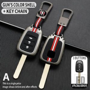 ホンダ 2 3ボタンキーケース アコード CR-V フィット XRV ヴェゼルシティジャズシビック HRV FRV 金属キーカバー FOB ケースシェル - 3BT- gun-ring