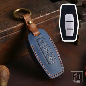 三菱 2/3/4ボタン 革キーケース FOB シェル KEYCHIAN 2022 2023 アウトランダー車スマートキーリモートカバーアクセサリー - 2 bottons-blue