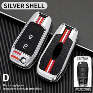 フォード フュージョンモンデオマスタング F-150 リンカーンエッジエクスプローラー MK2015 2016 アクセサリー 3ボタン金属キーカバー FOB ケー - D2-silver-shell