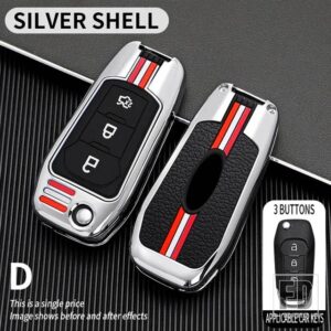 フォード フュージョンモンデオマスタング F-150 リンカーンエッジエクスプローラー MK2015 2016 アクセサリー 3ボタン金属キーカバー FOB ケー - D3-silver-shell