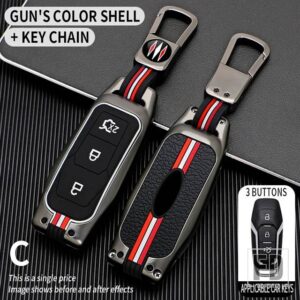 フォード フュージョンモンデオマスタング F-150 リンカーンエッジエクスプローラー MK2015 2016 アクセサリー 3ボタン金属キーカバー FOB ケー - C-gun-ring