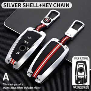 BMW 金属キーカバー FOB ケースシェルアクセサリー F 3 5/7シリーズ X3 X5 F10 F20 F30 F40 E90 E92 E93 CAS4 FEM EWS5 - 4BT-silver-ring