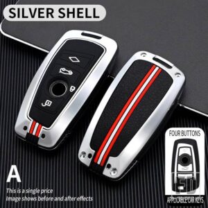 BMW 金属キーカバー FOB ケースシェルアクセサリー F 3 5/7シリーズ X3 X5 F10 F20 F30 F40 E90 E92 E93 CAS4 FEM EWS5 - 4BT-silver-shell