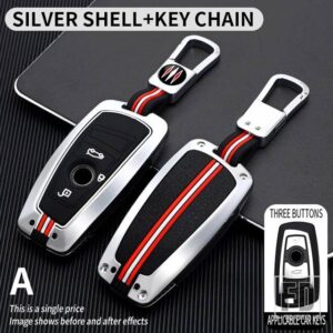 BMW 金属キーカバー FOB ケースシェルアクセサリー F 3 5/7シリーズ X3 X5 F10 F20 F30 F40 E90 E92 E93 CAS4 FEM EWS5 - 3 bt -silver-ring