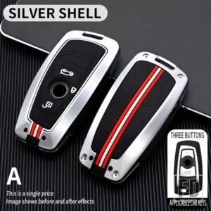 BMW 金属キーカバー FOB ケースシェルアクセサリー F 3 5/7シリーズ X3 X5 F10 F20 F30 F40 E90 E92 E93 CAS4 FEM EWS5 - 3 bt -silver-shell