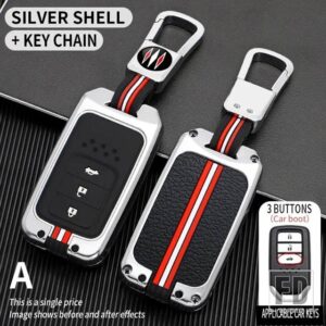 ホンダ キーケースカバー CRV パイロットリッジラインオデッセイグレースクライダーヴェゼルシティシビックジャズ BRV BR-V HRV アコード EXL - B-silver-ring