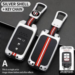 ホンダ キーケースカバー CRV パイロットリッジラインオデッセイグレースクライダーヴェゼルシティシビックジャズ BRV BR-V HRV アコード EXL - C-silver-ring
