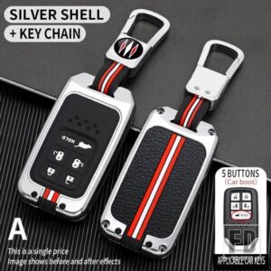 ホンダ キーケースカバー CRV パイロットリッジラインオデッセイグレースクライダーヴェゼルシティシビックジャズ BRV BR-V HRV アコード EXL - G-silver ring