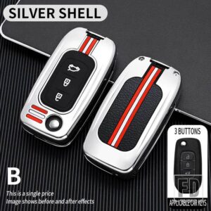 ルノー KADJAR キャプチャメガーヌ 3 シンボルローガン 2 サンデロ 2 ダチアダスター金属キーカバー FOB ケースシェルキーホルダーアクセサリー - B3-silver-shell
