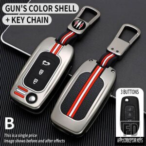 ルノー KADJAR キャプチャメガーヌ 3 シンボルローガン 2 サンデロ 2 ダチアダスター金属キーカバー FOB ケースシェルキーホルダーアクセサリー - B3-gun-ring