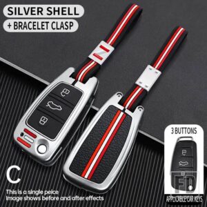 アウディ A1 A2 A3 A4 A8 2006 A6 A6L Q2 Q3 Q7 B7 S5 オールロード RS4 TT 金属キーカバー FOB ケースシェル - C-silver-chian