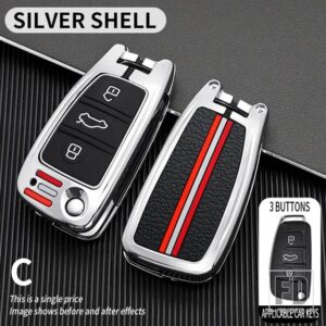 アウディ A1 A2 A3 A4 A8 2006 A6 A6L Q2 Q3 Q7 B7 S5 オールロード RS4 TT 金属キーカバー FOB ケースシェル - C-silver-shell