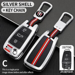 アウディ A1 A2 A3 A4 A8 2006 A6 A6L Q2 Q3 Q7 B7 S5 オールロード RS4 TT 金属キーカバー FOB ケースシェル - C-silver-ring