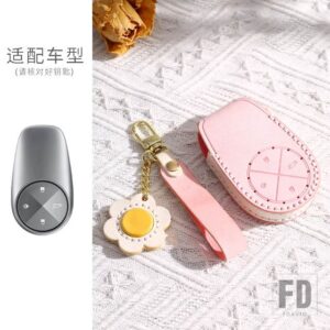4ボタン 革キーケースカバー NIO ET5 ES7 EC7 WEILAI ES6 2019 ES8 2018 EC6 ET7 EP9 キーレスシェルアクセサリー - Pink