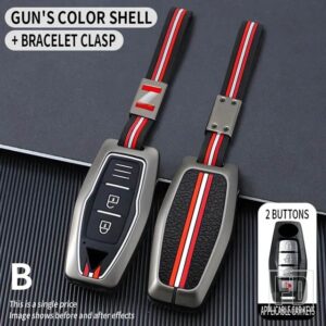 三菱 アウトランダー 2022 2023 2 3 4ボタン 金属キーカバー FOB ケースシェルキーホルダーアクセサリー - 2bt-gun-chain