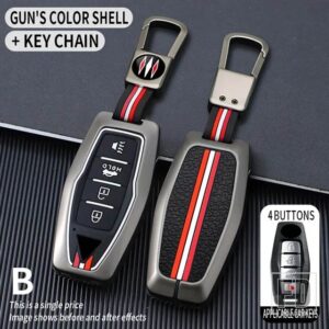 三菱 アウトランダー 2022 2023 2 3 4ボタン 金属キーカバー FOB ケースシェルキーホルダーアクセサリー - 4BT-gun-ring