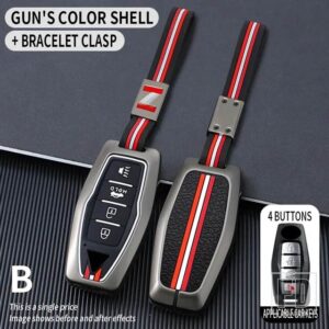 三菱 アウトランダー 2022 2023 2 3 4ボタン 金属キーカバー FOB ケースシェルキーホルダーアクセサリー - 4BT-gun-chain
