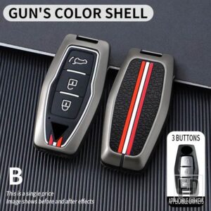 三菱 アウトランダー 2022 2023 2 3 4ボタン 金属キーカバー FOB ケースシェルキーホルダーアクセサリー - 3BT-gun-shell