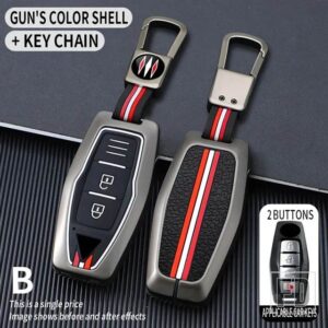 三菱 アウトランダー 2022 2023 2 3 4ボタン 金属キーカバー FOB ケースシェルキーホルダーアクセサリー - 2bt-gun-ring