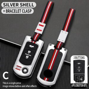 マツダ 2 3ボタン折りたたみキーケースカバー KEYCHIAN 2 3 5 6 8 CX7 CX-7 CX5 CX-5 CX9 CX-9 MX5 MX-5 M6 RX8 RX-8 - 3BT- silver-chain