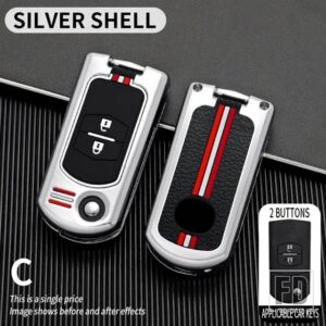 マツダ 2 3ボタン折りたたみキーケースカバー KEYCHIAN 2 3 5 6 8 CX7 CX-7 CX5 CX-5 CX9 CX-9 MX5 MX-5 M6 RX8 RX-8 - 2bt-silver-shell