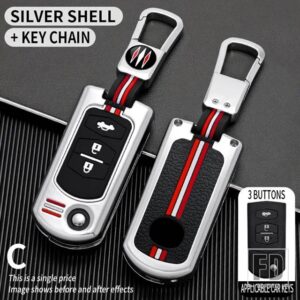 マツダ 2 3ボタン折りたたみキーケースカバー KEYCHIAN 2 3 5 6 8 CX7 CX-7 CX5 CX-5 CX9 CX-9 MX5 MX-5 M6 RX8 RX-8 - 3BT- silver-ring
