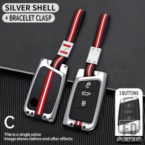 VW ティグアン MK2 MAGOTAN GTE パサート B8 CC VILORAN シュコダ SUPERB A7 金属キーカバー FOB ケースシェル - 3bt-silver-chian