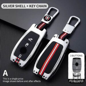 メルセデスベンツ A C E S G クラス GLC CLE CLA GLB GLS W177 W205 W213 W222 X167 AMG 3 4ボタン 金属キーカバー FOB ケースシェル - 3BT- silver-ring