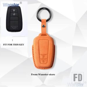 トヨタ 2/3/4ボタン 革キーケースカバーアクセサリー RAV4 カローラカムリ CHR PRADO150 アバロンプリウス 2019-22 - B-orange-kou
