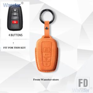 トヨタ 2/3/4ボタン 革キーケースカバーアクセサリー RAV4 カローラカムリ CHR PRADO150 アバロンプリウス 2019-22 - F-orange-kou