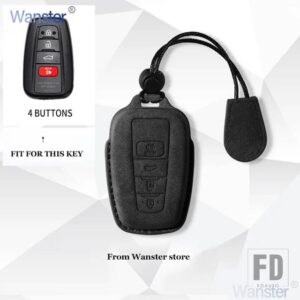 トヨタ 2/3/4ボタン 革キーケースカバーアクセサリー RAV4 カローラカムリ CHR PRADO150 アバロンプリウス 2019-22 - F-black-sheng