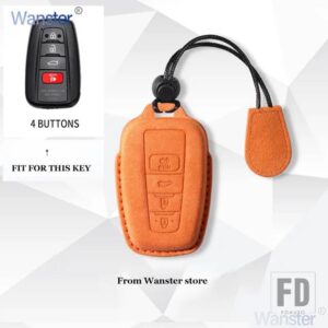 トヨタ 2/3/4ボタン 革キーケースカバーアクセサリー RAV4 カローラカムリ CHR PRADO150 アバロンプリウス 2019-22 - F-orange-sheng