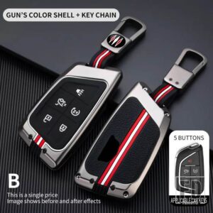 キャデラック CT5 CT4 CT6 XT5 XT6 XT4 LYRIQ エスカレード 2023 2022 2024/5ボタン金属キー FOB ケースカバーキーホルダーアクセサリー - gun -ring