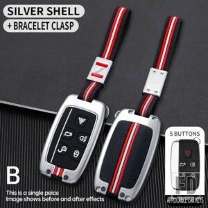 ジャガー ランドローバー EVOQUE ディスカバリー 4 EVOQUE F ペース F タイプ XE XF XJ フリーランダー金属キーカバーケースシェル - B key-silver-chain