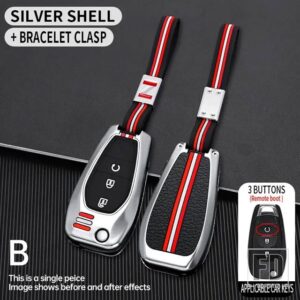 シボレー スパークソニックカマロボルトボルト TRAX マリブクルーズ金属キーカバー FOB ケースシェル KEYCHIAN アクセサリー - 2-1BT-silver-chain