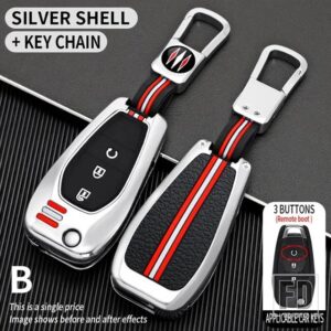 シボレー スパークソニックカマロボルトボルト TRAX マリブクルーズ金属キーカバー FOB ケースシェル KEYCHIAN アクセサリー - 2-1BT-silver-ring