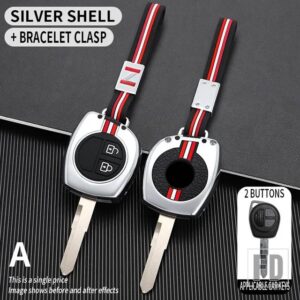 スズキ スイフトイグニスヴィターラリアナシアスバレーノ SX4 グランドシアスプレッソセレリオジムニージームニー金属キーカバー FOB ケースシ - A-Silver-chain