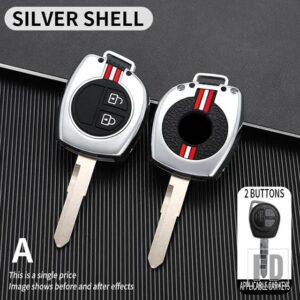 スズキ スイフトイグニスヴィターラリアナシアスバレーノ SX4 グランドシアスプレッソセレリオジムニージームニー金属キーカバー FOB ケースシ - A-Silver-shell